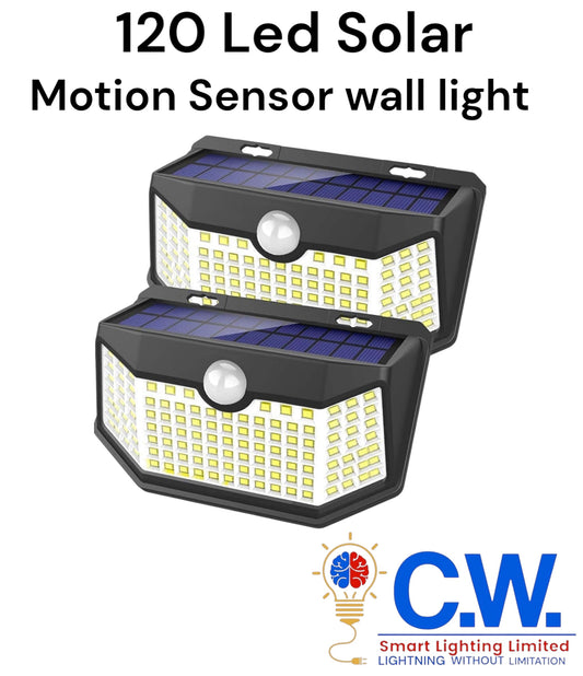 120 Led Solar wall motion sensor light 1 pair